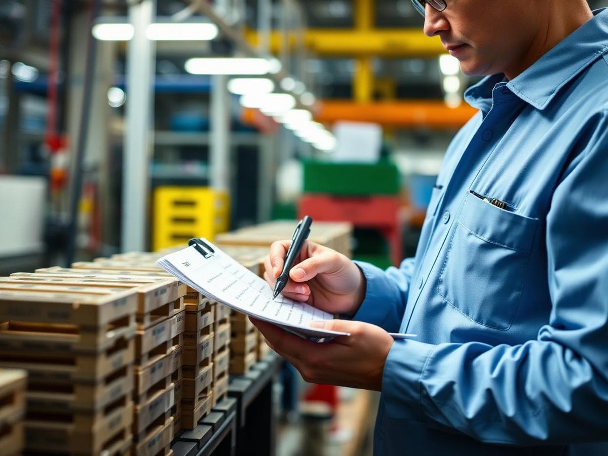 Quality inspector checking goods in a Chinese factory
